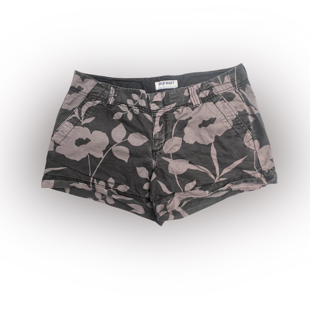 Women’s Old Navy Black / Taupe Cotton Floral Short Size 10